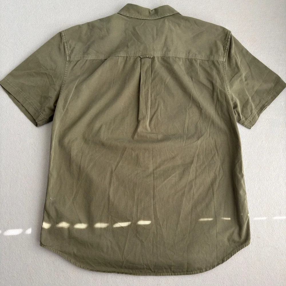 True Religion Mens Olive Green Short Sleeve Button Down Utility Shirt Large